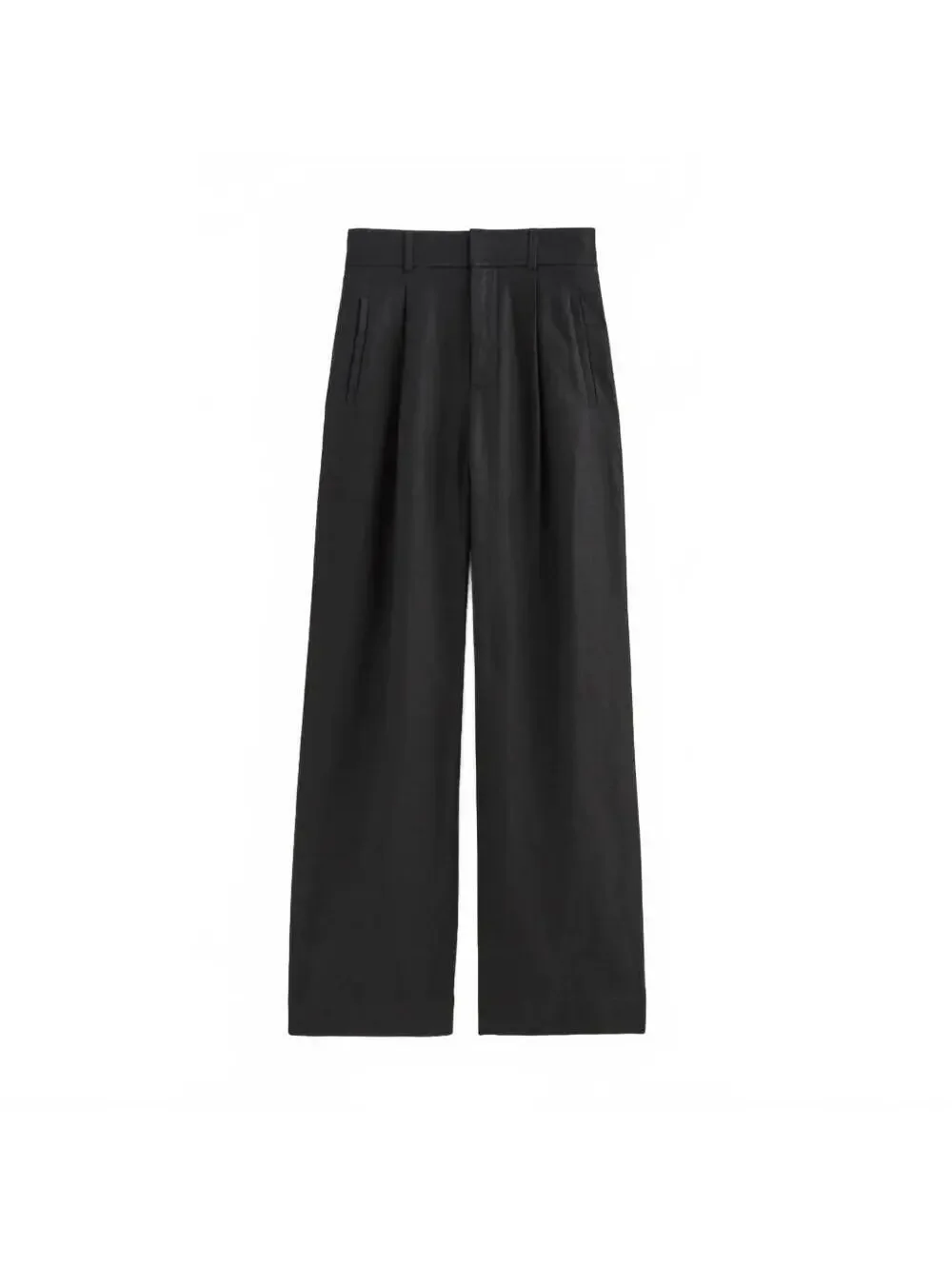 Everlane Linen Way-High Wide-Leg Drape Pants Trousers Black Women's Size 10